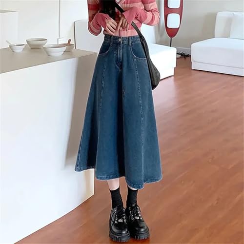 Women Plus Size A-Line Denim Skirt High Waist Slimming Fit Medium Length Umbrella Skirt for Spring Summer4