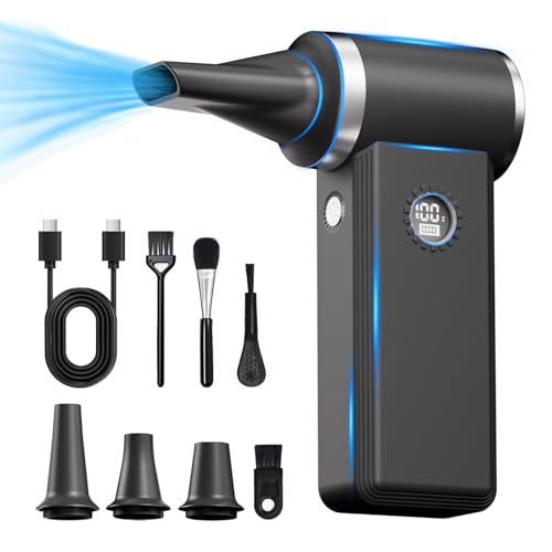 Cordless Electric Air Duster - 180K RPM Brushless Motor, 45W SuperFast Charge, 29.6Wh Rechargeable Battery, 4-Speed Adjustable Dust Blower for PC Cleaning, Electronics, Car & Woodworking, Black