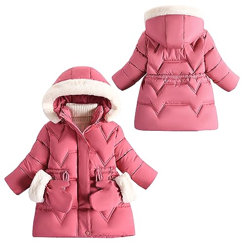 SEAUR Kids Winter Coats Toddler Hooded Coat Girls Windproof Winter Jacket Warm Zipper Jacket Thick Thermal Fleece Lined Coat