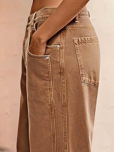 Flamingals Wide Leg Cropped Jeans for Women Mid Rise Boyfriend Jean Baggy Roll Hem Layered Pocket Casual Pants4