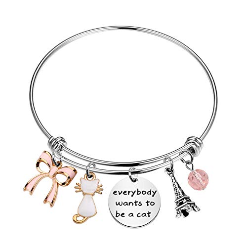 AKTAP Cats Inspired Jewelry Cat Bracelet Everybody Wants to Be a C Gift for Comic Movie Lovers (Be a Cat Bracelet)