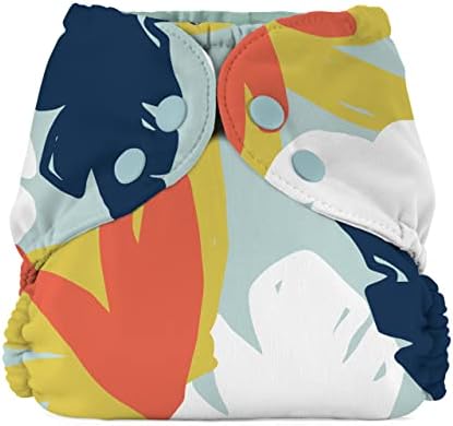 Esembly Cloth Diaper Outer, Waterproof Cloth Diaper Cover, Swim Diaper, Leak-Proof and Breathable Layer Over Prefolds, Flats or Fitteds, Reusable Diaper with Snap Closure, Size 2 (18-35lbs), Monstera