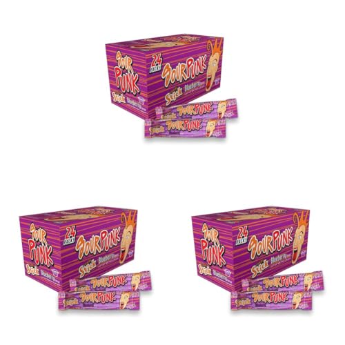 Image of Sour Punk Candy Sticks, Blueberry Flavor - Pack of 72 (40g each), Sweet and Sour Chewy Candies || Party Treats Pack || Share with Freinds and Family