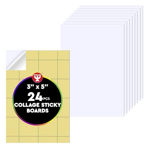 Image of Hygloss Sticky Collage Boards - 24 Pack 3 inchx5 inch Self Stick Collage Boards for Kids - Peel & Stick Mounting Boards for Art Projects, School Crafts, Classrooms, and DIY Displays