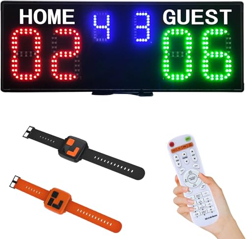 GAN XIN Tabellone Segnapunti Elettronico, Tabellone Segnapunti Digitale di Tennis con Telecomando e Orologio per Tennis, Baseball