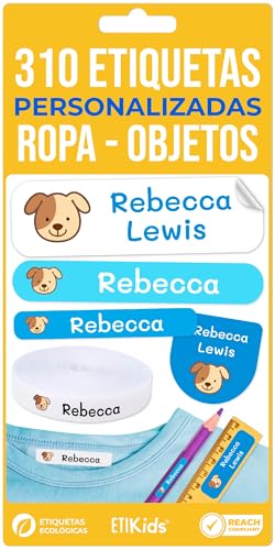 310 Etiquetas Personalizadas Con Nombre Y Dibujo. 200 Etiquetas De Tela Para Planchar Y 110 Adhesivas Resistentes Al Agua Para Escuela, Guarderia, Residencia