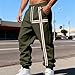 Men's Baggy Fleece Workout Sweatpants with Pockets Drawstring Lounge Athletic Running Pants Striped Fashion Joggers Army Green-XXL