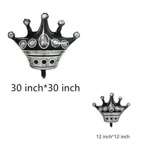 Image of USINNOEM 10 Pcs Crown Balloon 2 Size Black Balloon Crown Mylar Balloon for Wedding Birthday Girl Theme Party Decoration