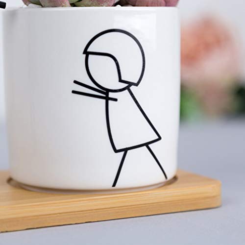 NICEXMAS Vaso de Flores Criativo Mini Vasos de Plantas de CerÃ¢mica Com Ferro Estatueta Abstrata Pai