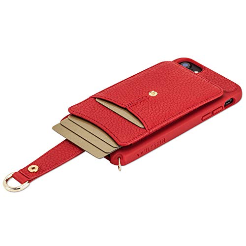 Vaultskin Victoria Crossbody Iphone Leather Wallet Case, Fashionable Bumper For Cards And Cash - Holds Up To 8 Cards (Iphone Se (2 & 3 Gen), 6/7 / 8, Red, Leather Strap) #TOP6