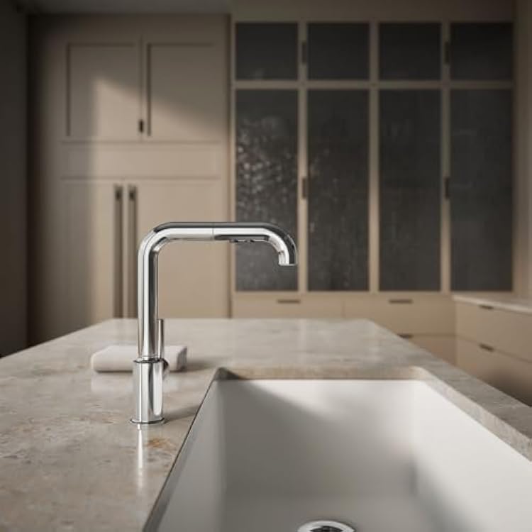 KOHLER Kitchen Faucet, Pull-out, Purist, Polished Chrome