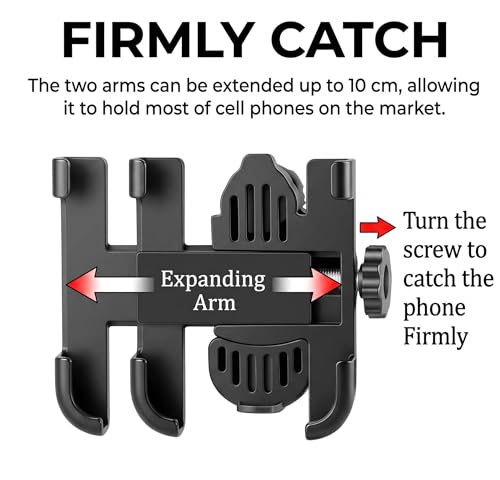 Image of Metal Mobile Holder for Bike and Scooty | Adjustable Phone Mount with Rock-Solid Grip | 360 Rotation Anti-Slip Design Universal Fit for Motorcycles & Scooters Black
