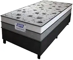 Cama Box Solteiro Colchão Espuma D33 Fort 88x188x59cm Gazin Cinza/Branco- Suporta até 150kg por Pessoa