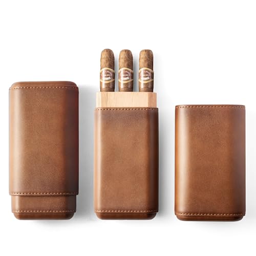 Woodronic Cigar Case, Premium Brown Genuine...
