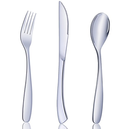 Utensil Set, Pofesun 24-Piece Flatware Set, Stainless Steel Silverware Set, Mirror Polishing Tableware