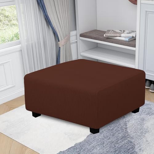 Housse pour pouf extensible carré 101x101 cm café - 3