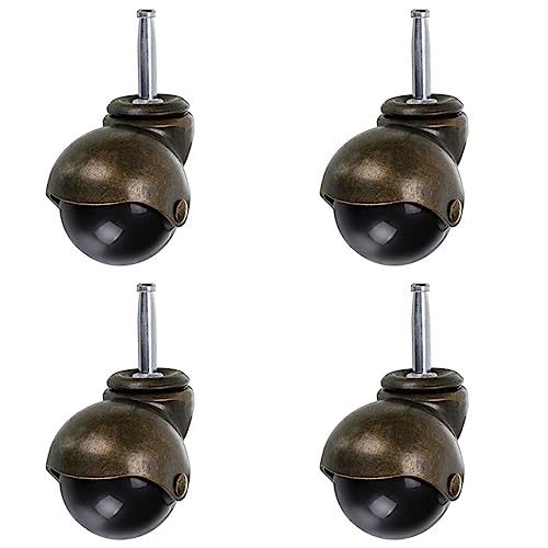 Roulettes pivotantes de 5 cm style antique à tige sphérique haut de gamme