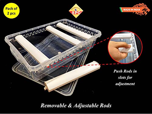 SPC Plastic Adjustable 4 Rod Bangle Box Chudi Set Organizer Jewellery Storage Display Box For Bangles Chudi Bracelet Wrist Watch Hair Bands Scrunchies Accessories, Transparent (2), 38 Cm, 25 Cm, 9 Cm