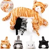Skylety Nurturing Cat Stuffed Animal with 4 Plush Kittens, Cats Baby Stuffed for Girls Boys Plushy Mommy Kitty with Baby Kittens for Birthday Party Favors Gifts(Cute Style)