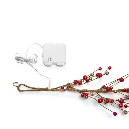 Red Berry Garland With Lights - 6 Ft, Battery Operated, 100 Led Lights, Red And Gold Pip Berry Branch, Winter/Valentine Day Decor Or Wedding Decor #TOP7