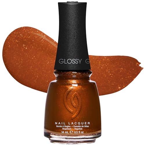 China Glaze CG Nail Lacquer Golden Acorn Copper Bronze Nail Polish Quick Dry Chip Resistant Shimmer Glossy Finish for Salon & DIY Manicure 0.5 fl oz