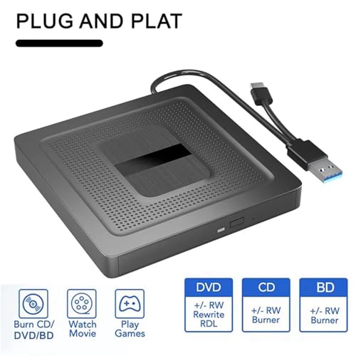 Steowsey Bluray - Unidad externa 2 en 1 USB 3.0 tipo C, portátil, CD, DVD, BD, grabador, reproductor óptico, para PC y portátil - imagen 6
