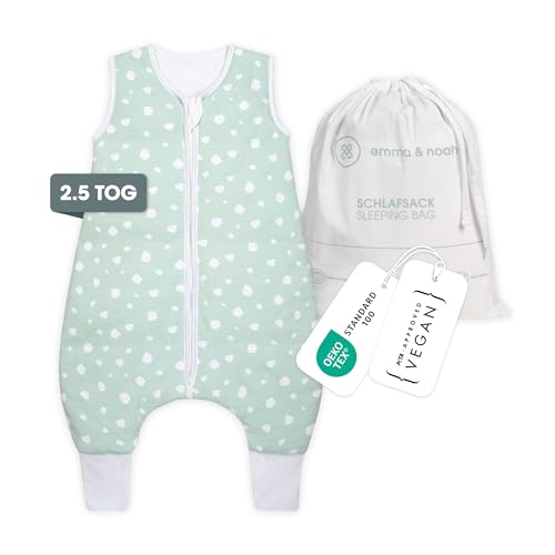 emma & noah Baby Schlafsack mit Füßen 2.5 TOG, Strampelsack für den...