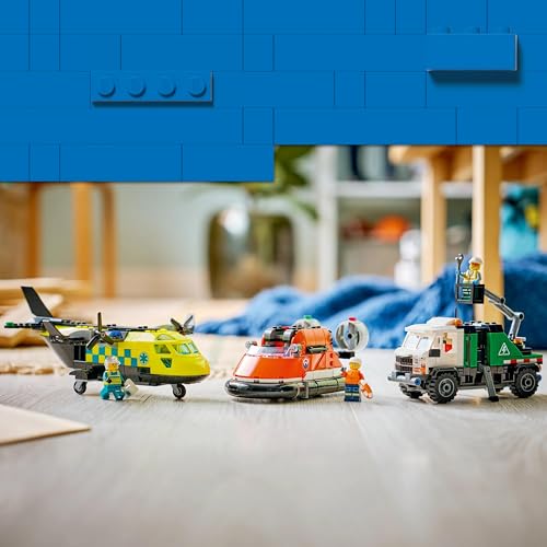 Image of LEGO City Airplane, Service Truck & Hovercraft Remix - Emergency Vehicles Toy Building Set - 60505