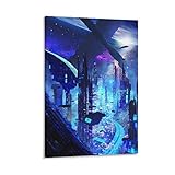 Stadt-Futurismus, Sci-Fi-Zukunft, fantastisches Poster, dekoratives Gemälde, Leinwand, Wandkunst, Wohnzimmer, Poster, Schlafzimmer, Malerei, 30 x 45 cm