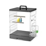 DBOODB Portable Bird cage,Transparent Parrot Bird cage Medium Small Bird Cage (Black)