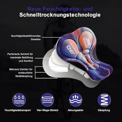 Ulhnei Fahrradhose Herren Radunterhose 5D Gepolstert Radhose Kurz Radlerhose Atmungsaktive schnelltrocknende stoßfeste Fahrrad Unterhosen Fahrradunterhose