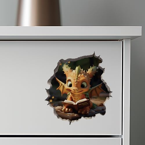 Vinilo Decorativo Dragón Lectura con Efecto 3D miniatura 6