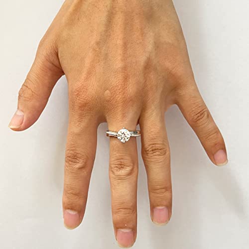 Center 1-1/2 Carat (ctw) Moissanite Stone Engagement Ring for Women Solitare with Accents Sterling Silver Ring for Women Twisting Ring for Women (Available in size 6, 7, 8, 9)3