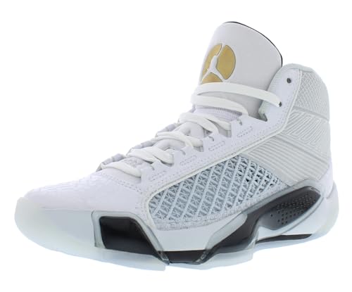 NIKE Air Jordan XXXVIII FIBA Basketball Shoes (FN7481-100, White/Pure Platinum/Metallic Gold) Size 9.5