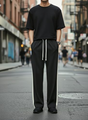 Image of Mack Jonney Men's Striped Track Pants | Side Stripe Design | Regular Fit | Casual & Athleisure Wear |Pack of 1-MMJ-27