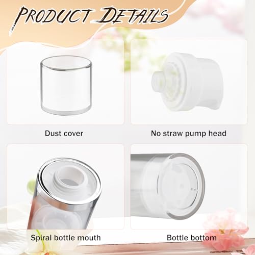 5 Pcs 100ml/3.4oz Clear Airless Lotion Pump Bottle Vacuum Cream Jars Plastic Moisturizer Dispenser Bottles Refillable Cosmetic Containers for Liquid Foundation Gel Shampoo3