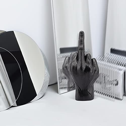 Wodine Polyresin Finger Gesture Statue For Home Decor, Hand Sculpture Room Decor Objects Modern Personality Gifts Bedroom Living Room Decor For Women Men Teens (Black) #TOP5