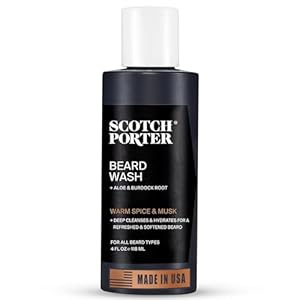 Scotch Porter Moisturizing Beard Wash – Cleanse, Refresh, Hydrate & Soften Coarse, Dry Facial Hair while Protecting Skin for a Fuller-Looking Beard – Original Scent, 8 oz. Bottle