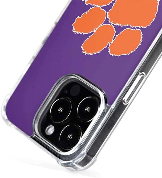 Skinit Phone Case Compatible with MagSafe iPhone 15 Pro - Officially Licensed Clemson University Tiger Print Purple Design