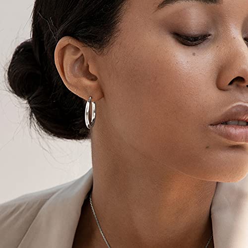 SWEETV 925 Sterling Silver Hoop Earrings-Chunky Huggie Earrings for Women, Diameter 25/30/40/50MM3