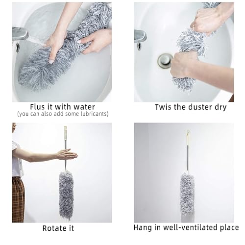 Image of TEKCOOL 2026 Upgraded Long Handle Microfiber Feather Ceiling Duster for Dust Cleaning Extendable Pole 30-100 Inch for Cleaning High Cobweb Stick High Ceiling Fan - Stainless Steel,Grey,
