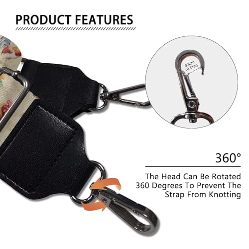 Image of Wide Bag Straps Replacement Crossbody Chicken Guitar Straps for Handbags /Purses /Messenger /Duffel Bags Backpack Straps Rooster Replacement Adjustable Length from 30 inch to 50.3 inch
