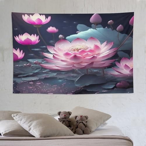 Tapisserie murale lotus PAZZK 150x230cm pour décoration de chambre