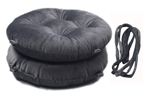 Augld 2 Pack Bar Stool Cushion Small Kids Chair Pad With Ties Round Grey 12X12In #TOP5