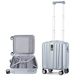 Hanke 14 Inch Underseat Carry On Luggage with Wheels Hard Shell Suitcases Carry On Bag Lightweight Small Mini Suitcase Travel Luggage for Travel（Gray）