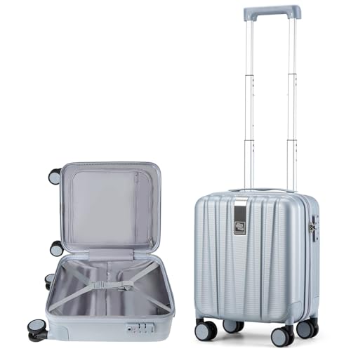 Image of Hanke 14 Inch Underseat Carry On Luggage with Wheels Hard Shell Suitcases Carry On Bag Lightweight Small Mini Suitcase Travel Luggage for Travel（Gray）