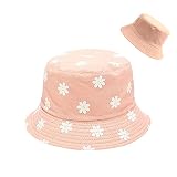 Unisex Bucket Hat Cotton Casual Sunscreen and Windproof Reversible Outdoor Lightweight Printed Trave