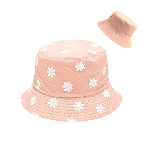 Unisex Bucket Hat Cotton Casual Sunscreen And Windproof Reversible Outdoor Lightweight Printed Travel Beach Sun Cap For Men Women (Gesang Flower Pink #TOP2