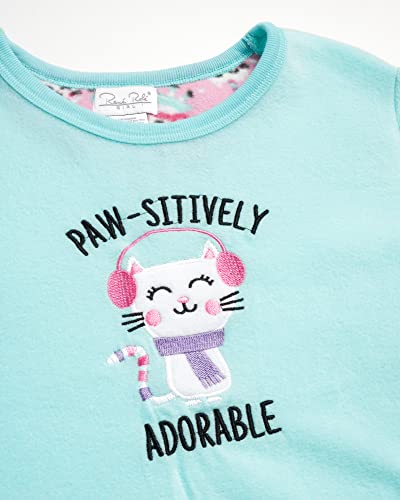 Rene Rofe Girls Long Sleeve Cozy Fleece Nightgown Pajama Sleepshirt (Aqua Caticorn, Large/(10-12)) #TOP1