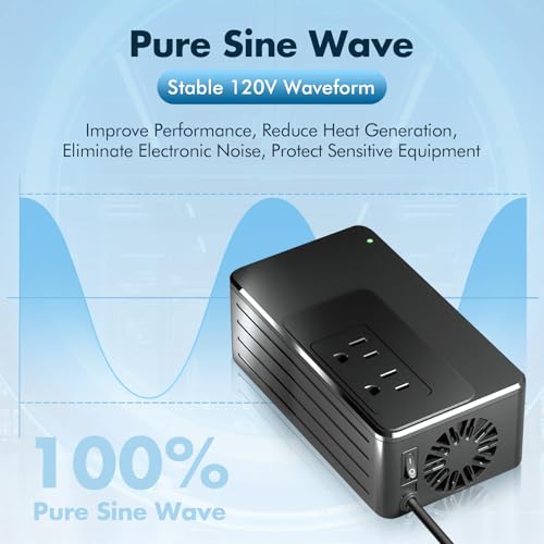 1200W Universal Travel Adapter Converter Step-Down 220V to 110V, 2 lbs Light Weight, Stable Pure Sine Wave, for Hair dryers, straighteners, Curling Irons, Coffee Makers (Black) - Thumbnail 2